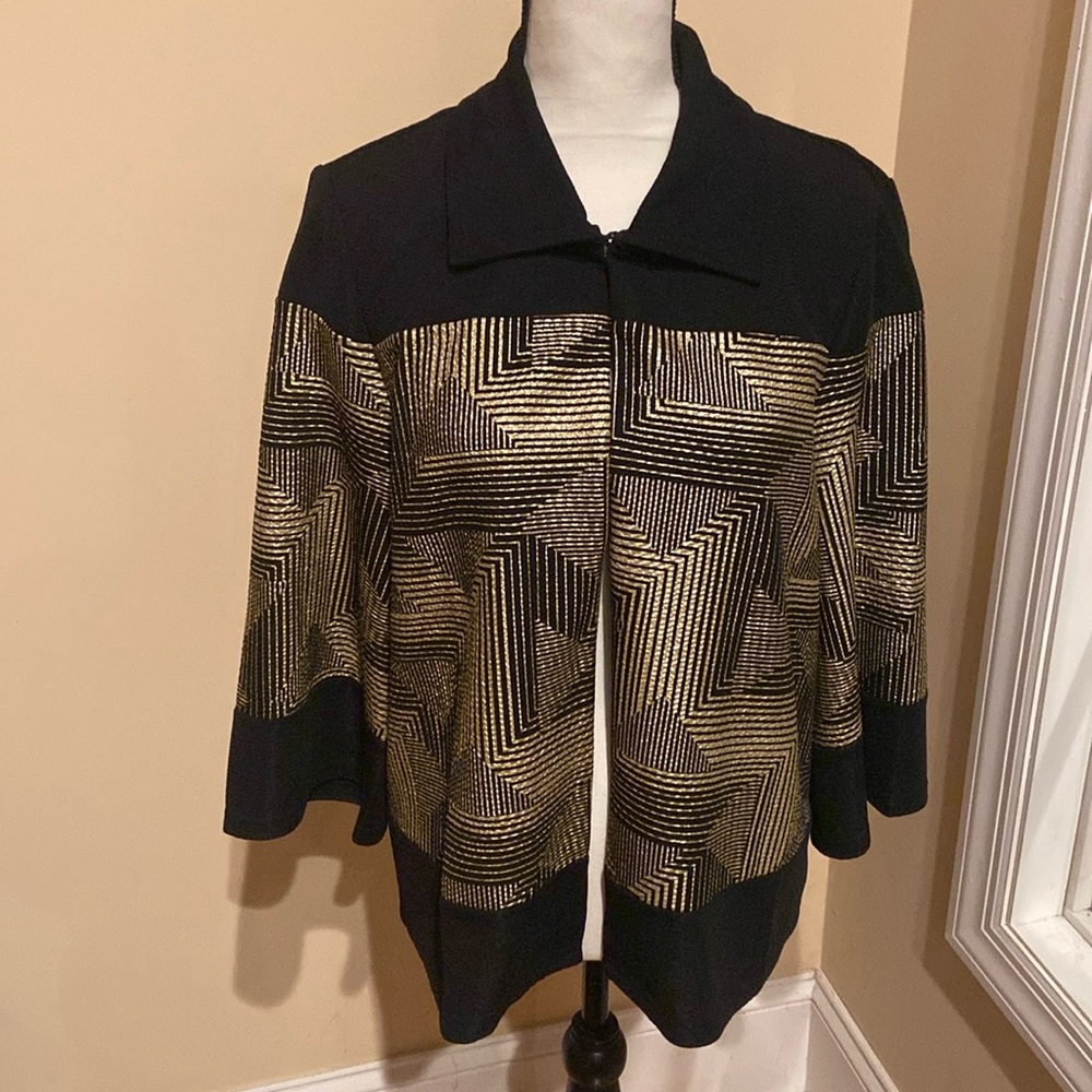 DRAPER’S & DAMON’S Size M Open Front Black & Gold Jacket